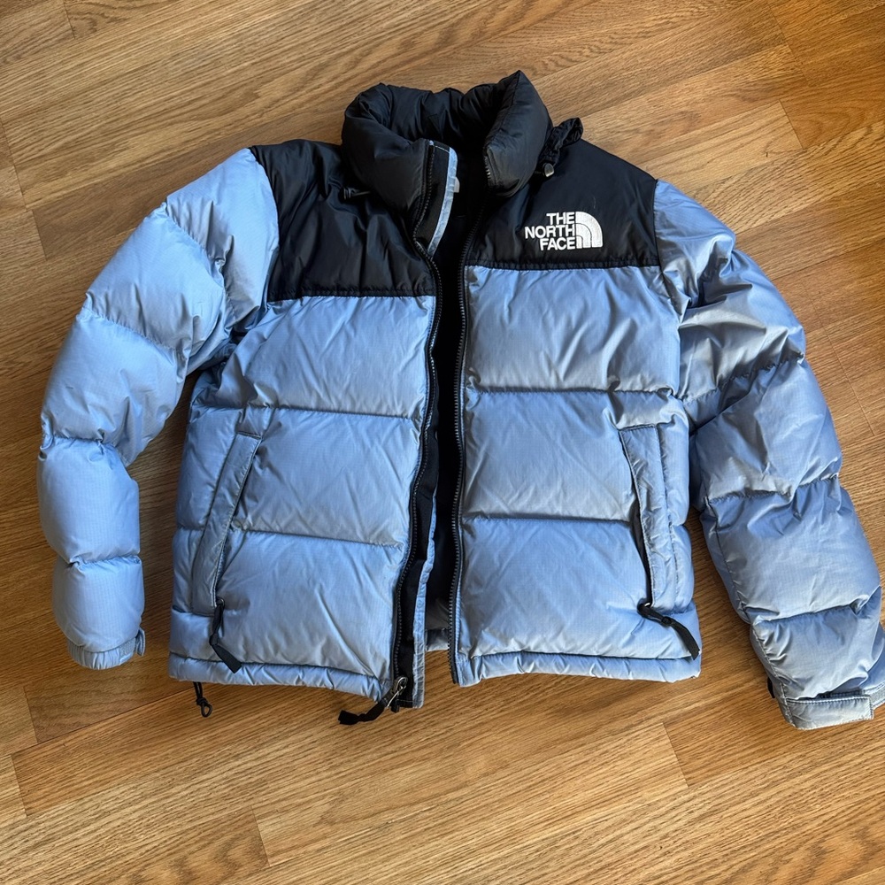 North Face Nuptse 700 baby blue jacket
